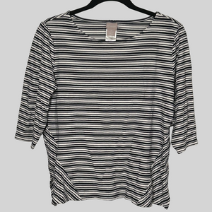 Chico’s Striped Elbow Sleeve Tee M Petite